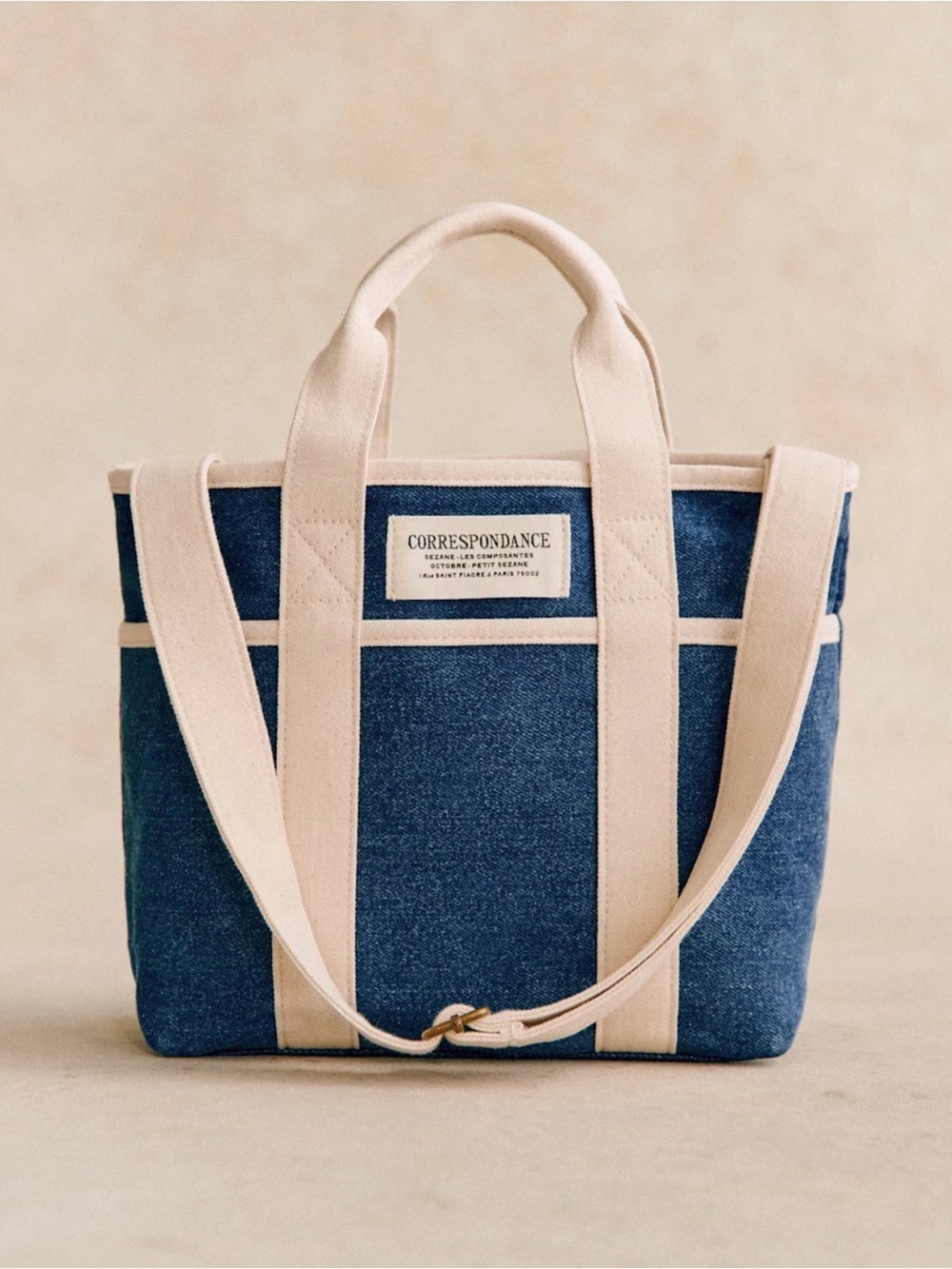 Sezane mini tote in color denim - Picture 1 of 8